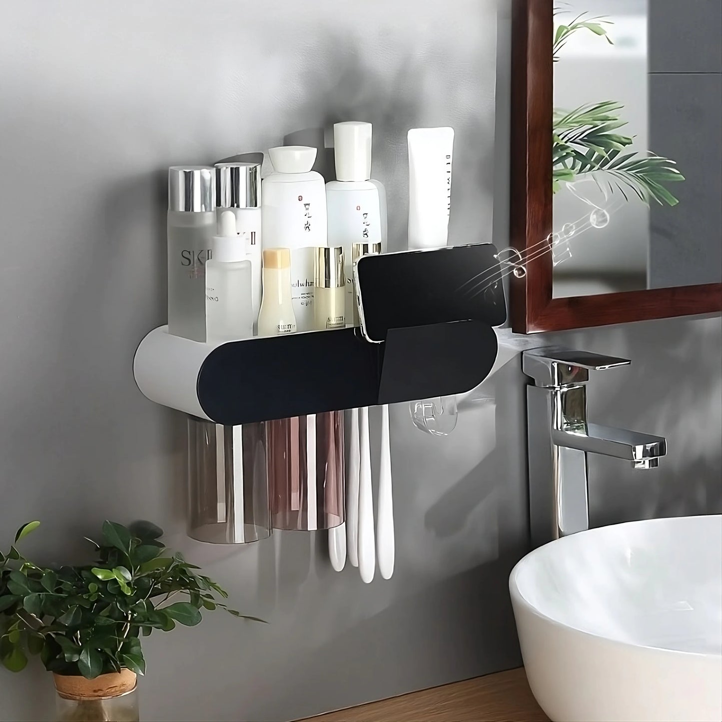 Toothbrush and cosmetics organizer