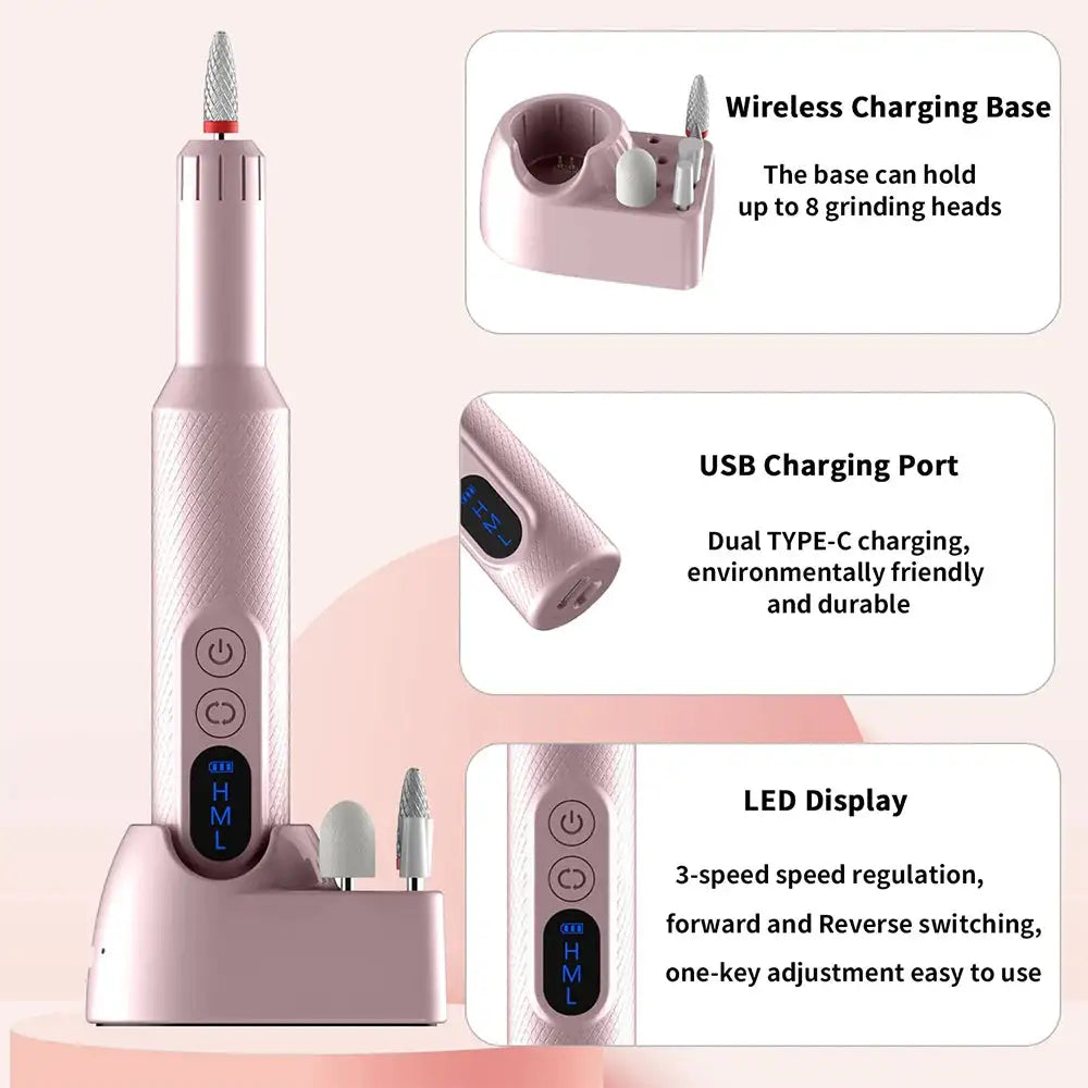 Rechargeable electric nail drill