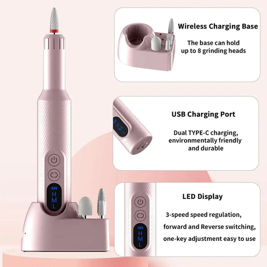 Rechargeable electric nail drill