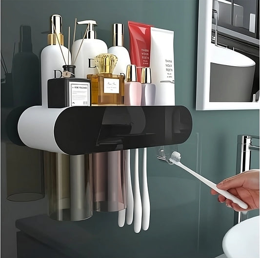 Toothbrush and cosmetics organizer