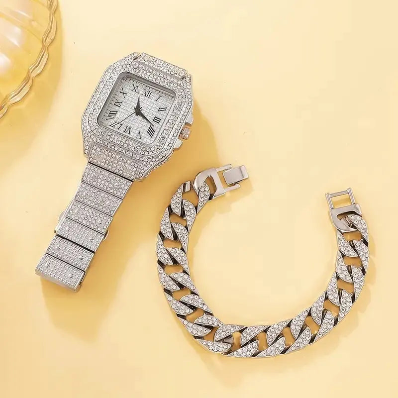 2pcs set diamond women watches