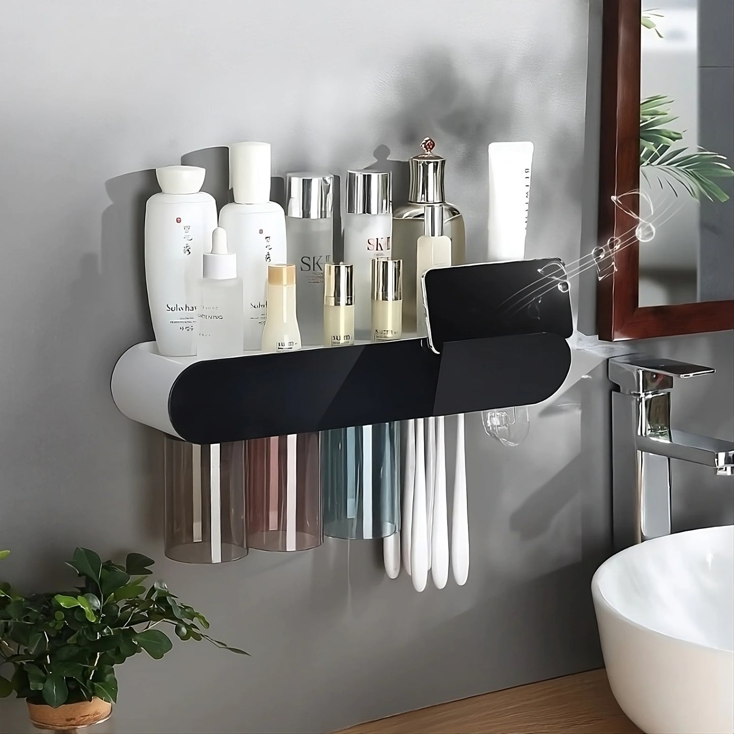 Toothbrush and cosmetics organizer