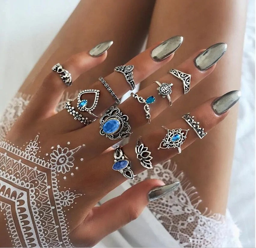 Opal crystal rings set