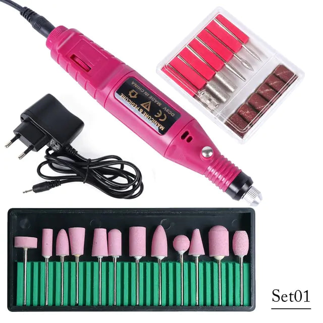 Rechargeable electric nail drill sets