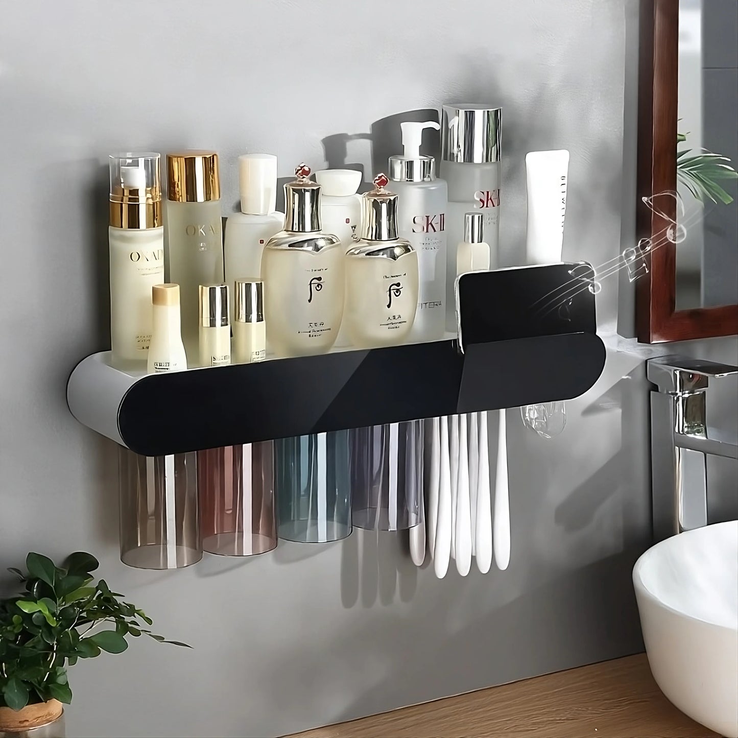 Toothbrush and cosmetics organizer